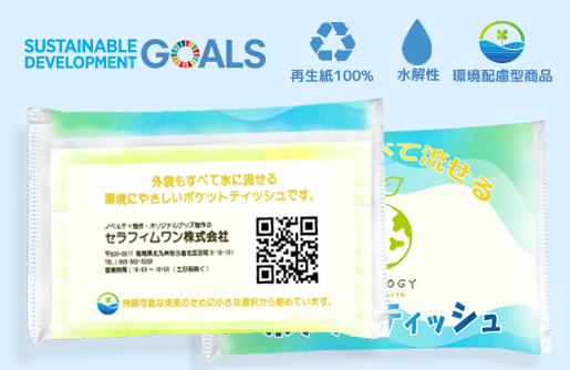 【水に流せる外装フィルム】ポケットティッシュ 10W