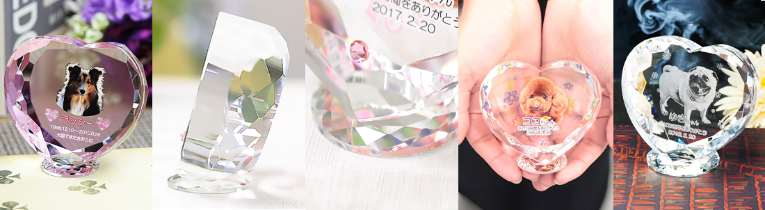 クリスタル ペット位牌 ハート型 (KP-6)