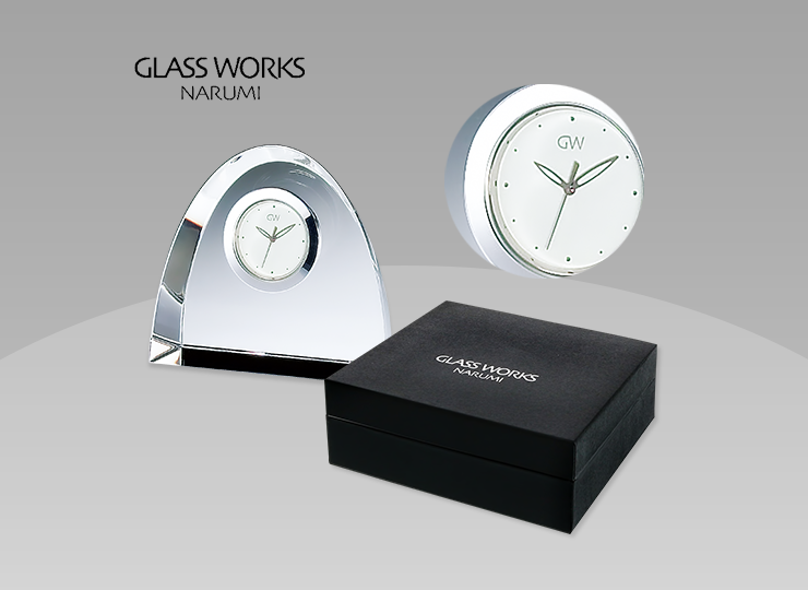 NARUMI グラスワークス アーチ クロック (光学ガラス)