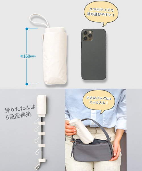 【5段遮光】コンパクト 折りたたみ傘(晴雨兼用)