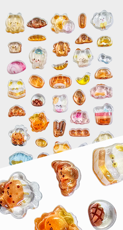 ぷくぷくシール (動物とパン)