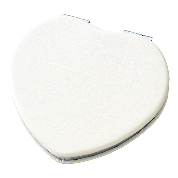 全面印刷】合皮コンパクトミラー ハート　ホワイト