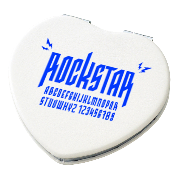 全面印刷】合皮コンパクトミラー ハート　シルク印刷