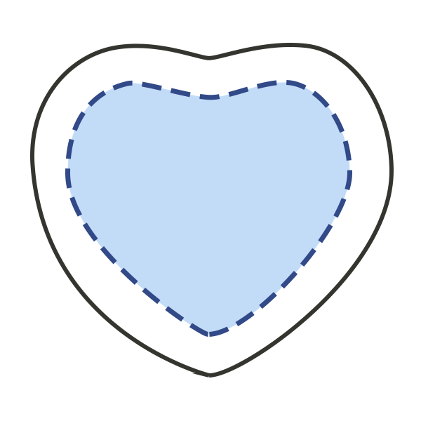 全面印刷】合皮コンパクトミラー ハート　シルク印刷範囲