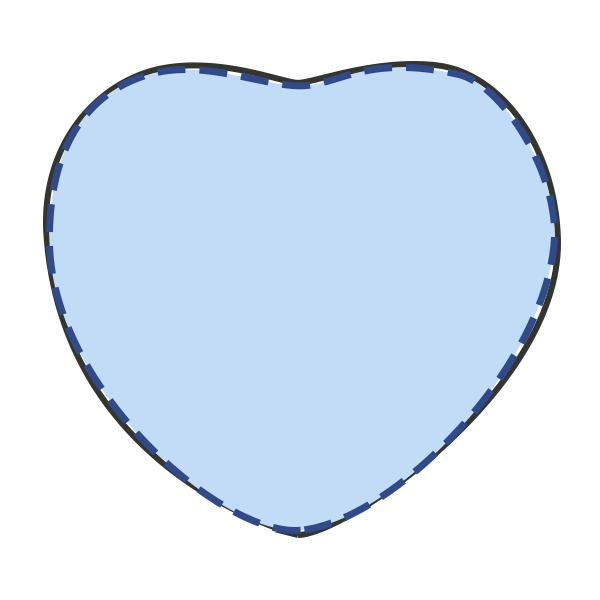 全面印刷】合皮コンパクトミラー ハート　インクジェット印刷範囲