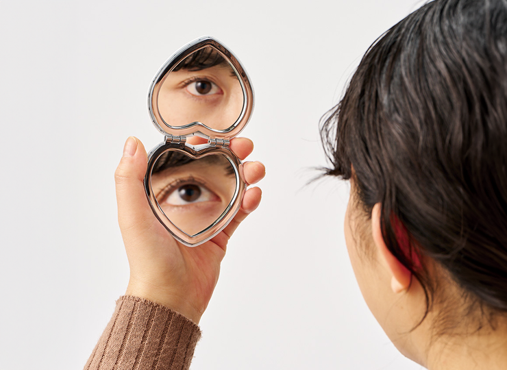 【全面印刷】合皮コンパクトミラー ハート