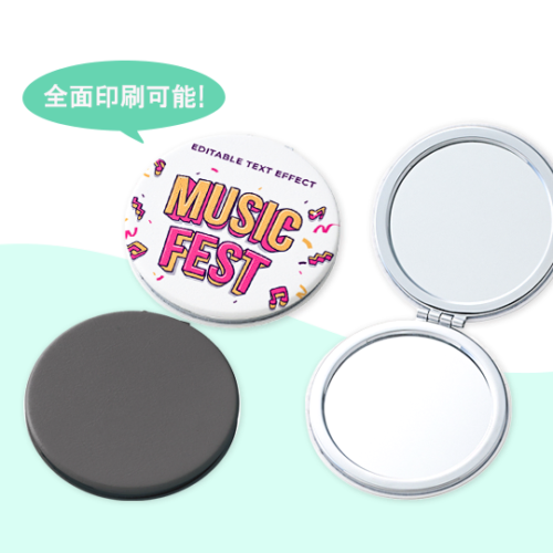 【全面印刷】合皮コンパクトミラー ラウンド(両面対応)