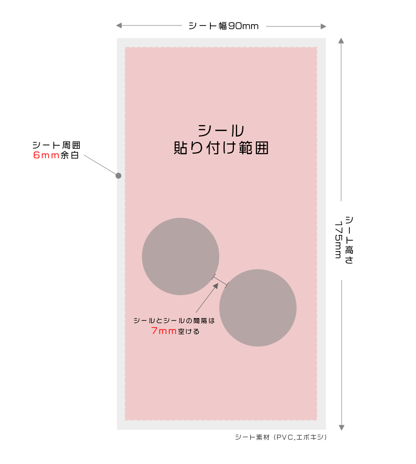 ぷくぷくシール シートサイズと余白の仕様