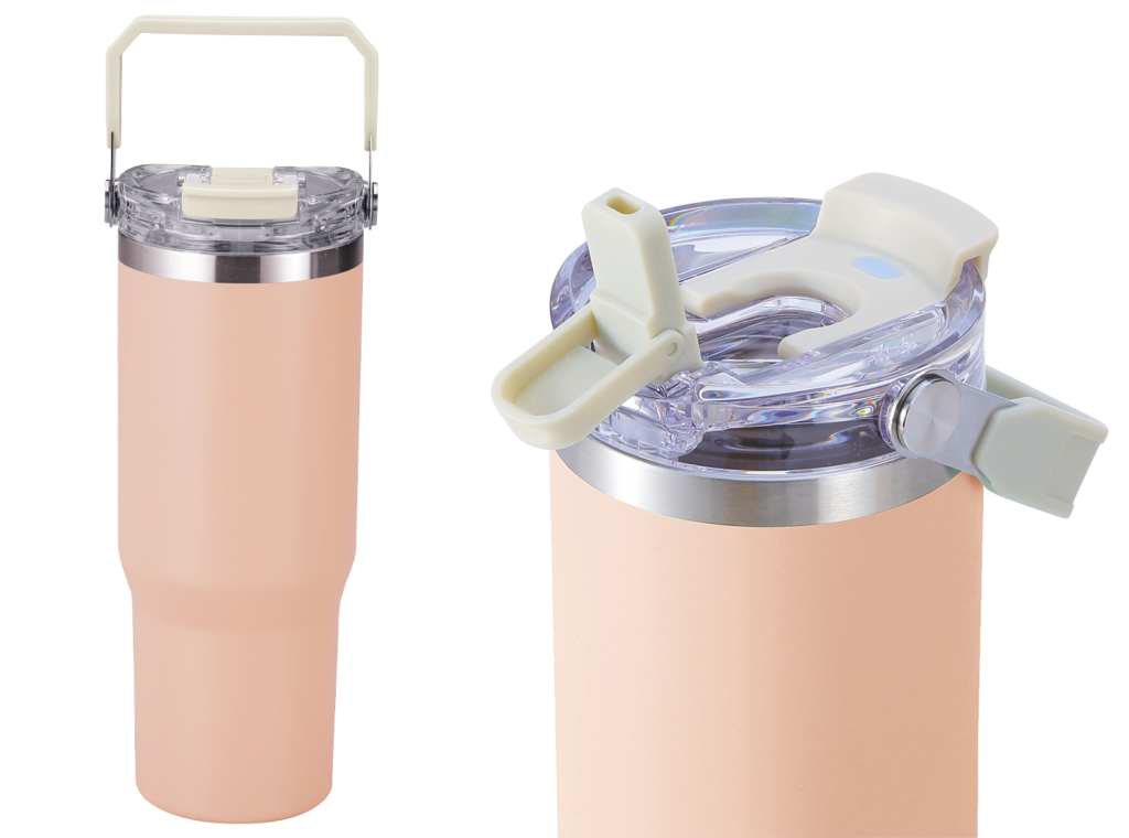 ハンドル付き真空二重2WAYタンブラー(ストロー付き)