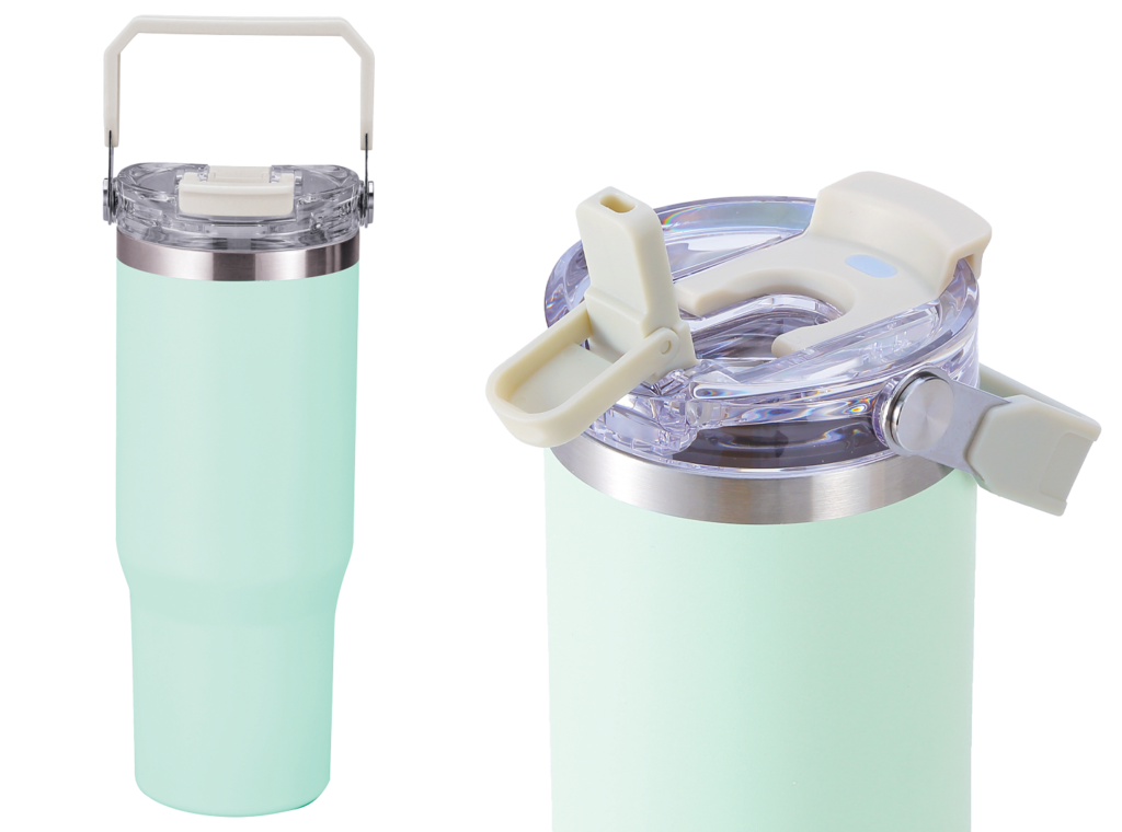 ハンドル付き真空二重2WAYタンブラー(ストロー付き)
