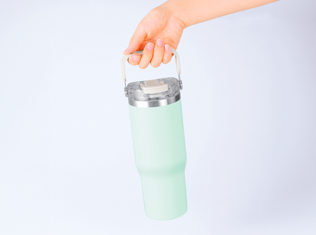 ハンドル付き真空二重2WAYタンブラー(ストロー付き)