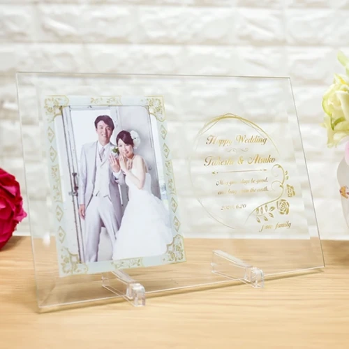 結婚祝い・記念日 ガラスフォトフレーム (DFS-1-w)