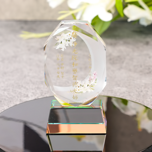 クリスタル位牌 穏花 なごみ 丸型 (KH-11UVS)